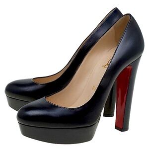 Christian Louboutin Black Leather Platform Pumps